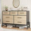 7 commodes pour la chambre à coucher, commode de 52 po de largeur, commode à tiroirs larges avec rangement autoportant, commode de rangement en bois pour commode de salon, chambre à coucher, vestibule-1857528628