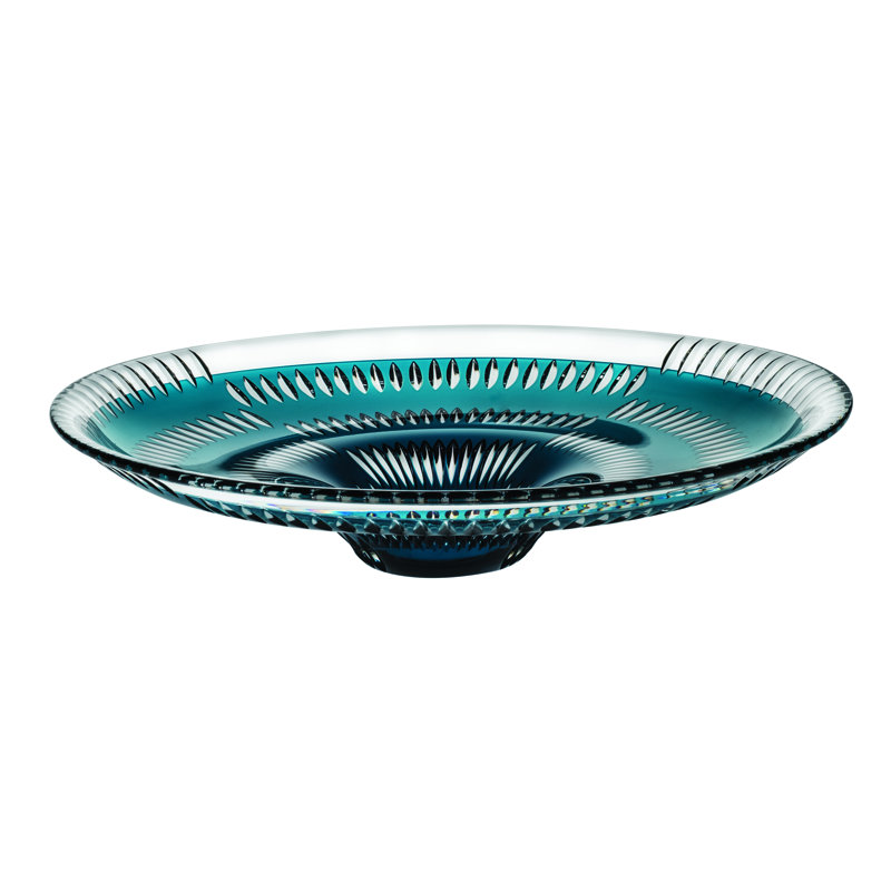 Catherine Wheel Handmade Crystal Decorative Plate, Green