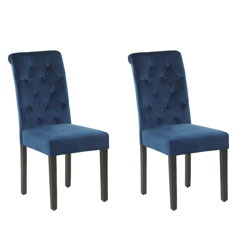 Lamoille 51cm H Tufted Velvet Upholstered Dining Chair, Blue