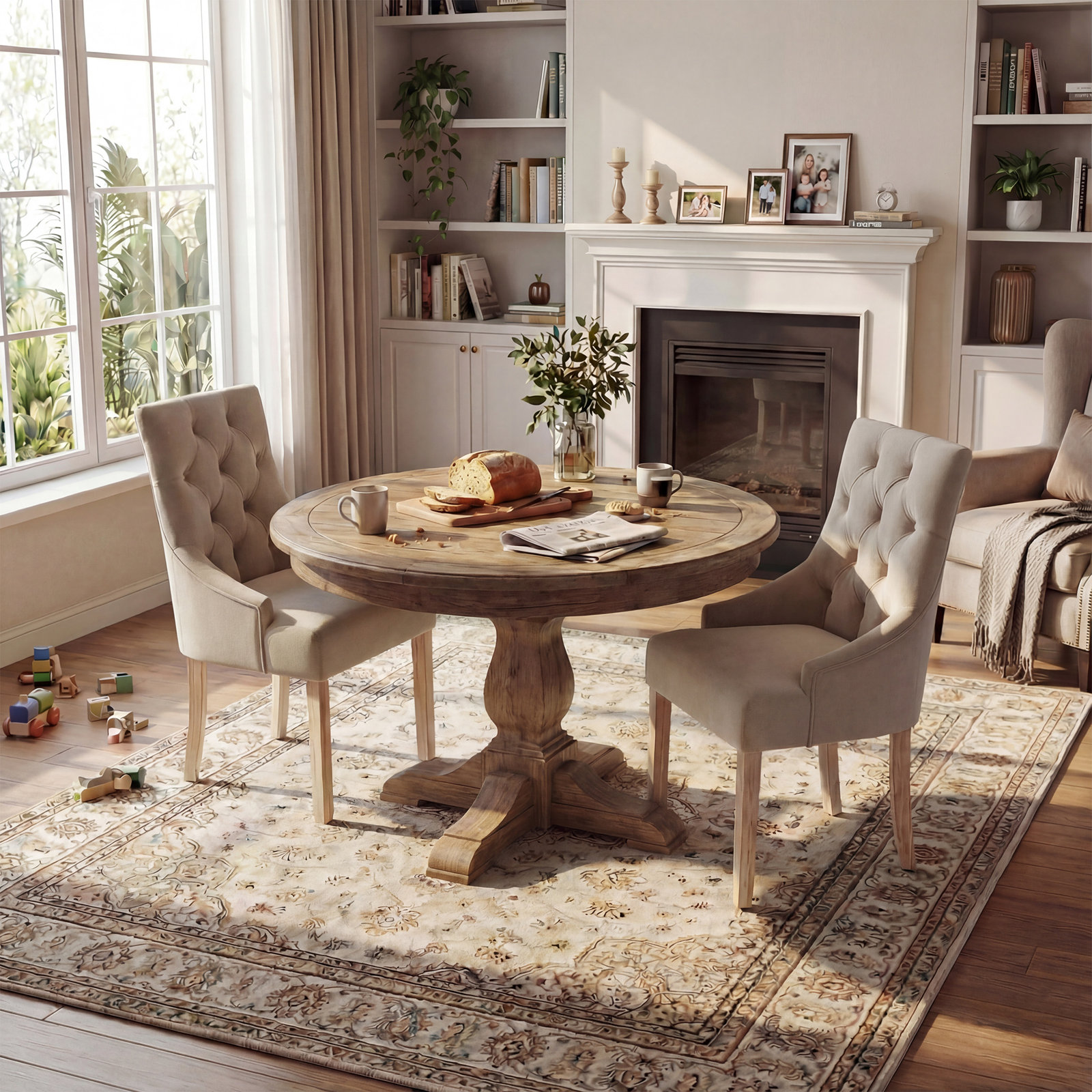 Thora Dining Chair, Beige Polyester Blend