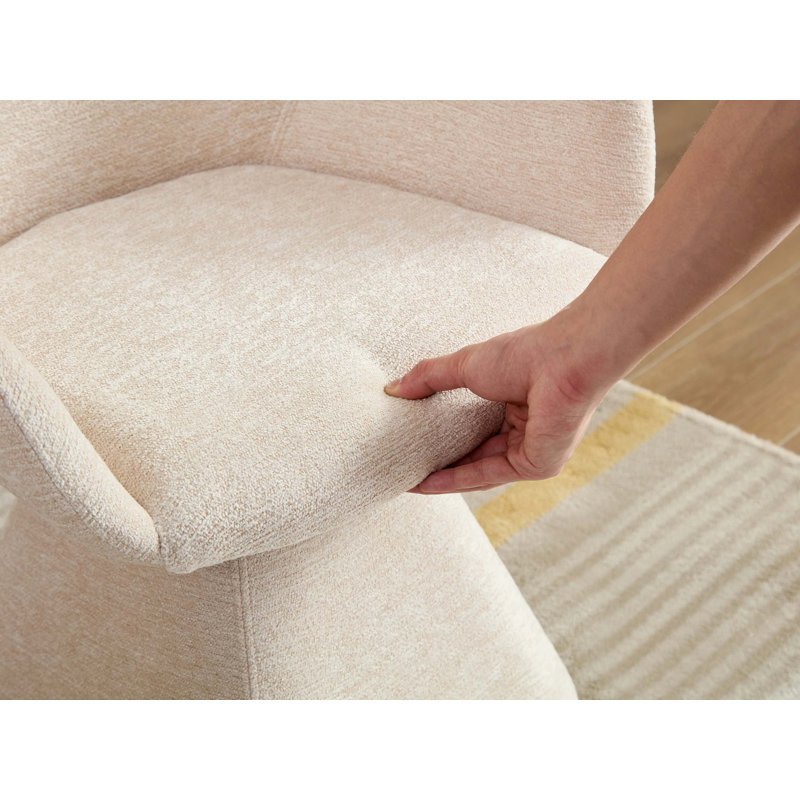 Chaise d'appoint moderne pivotante à 180 ° avec dossier ergonomique incurvé et base en bois massif