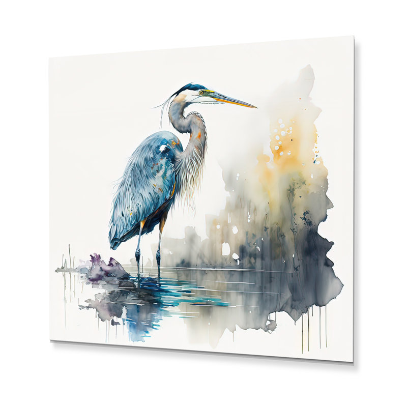 Cute Heron In A Lake Floral Art III " Cute Heron In A Lake Floral Art III ", 29" H x 29" W x 1" D