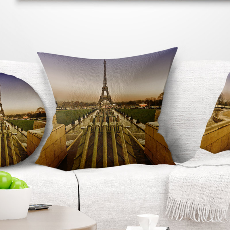 Beautiful View of Paris Eiffel Tower Pillow, Throw Pillow, 16" x 16"