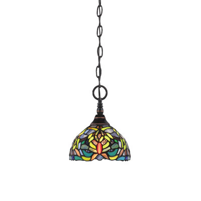 Mini-luminaire suspendu à chaîne avec verre d'art kaléidoscope 7 po