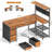 L Shaped Gaming Desk, 47.2" Reversible Small Computer Desk With 5 Drawers And Storage Shelves, Corner Gaming Desk With Led Lights And Power Outlet-441981963