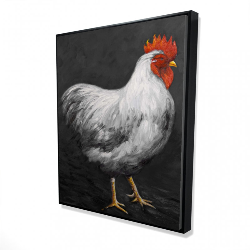 Gray Rooster 2 Print On Canvas
