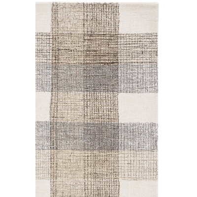 Genre Hand Tufted Wool;Cotton Plaid Rug