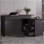 Bureau en L Cornville avec 3 tiroirs et espace de rangement, wengé