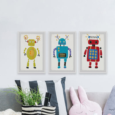 Jordao 'Electric Robots Triptych' Framed Print