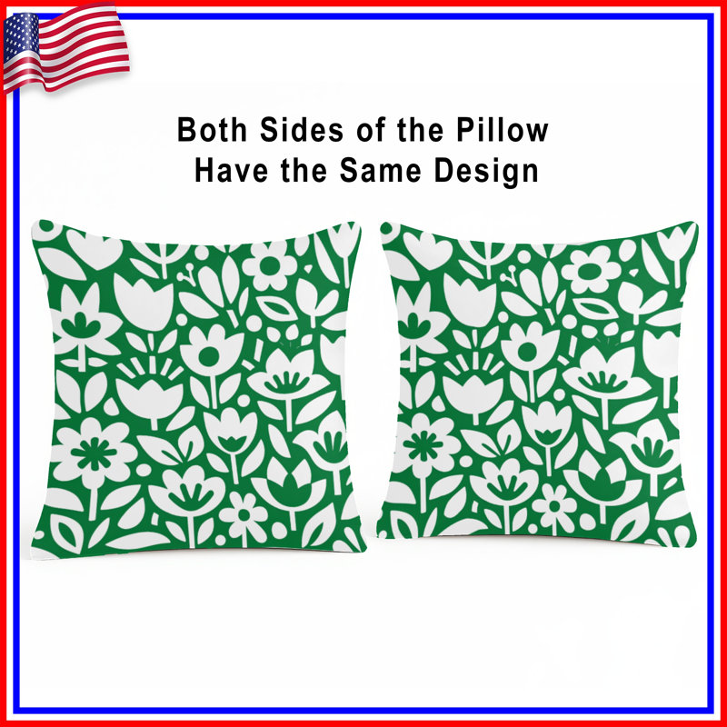 Coussins décoratifs blancs à motif floral double face, 20 x 20 inches