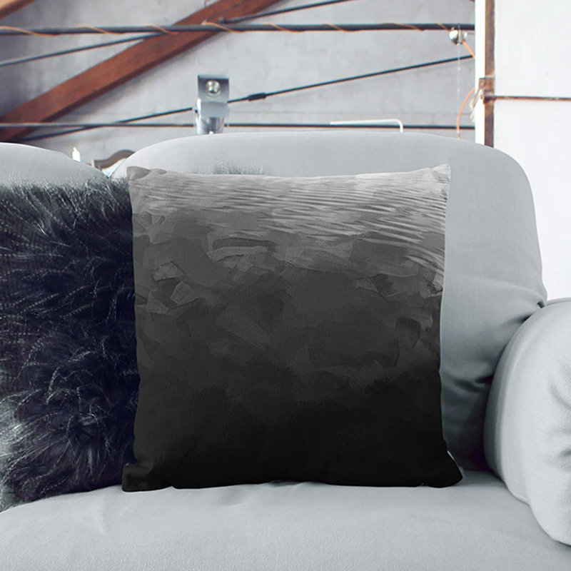 Abstract Square Throw Cushion, Black, 55cm H x 55cm W x 20cm D
