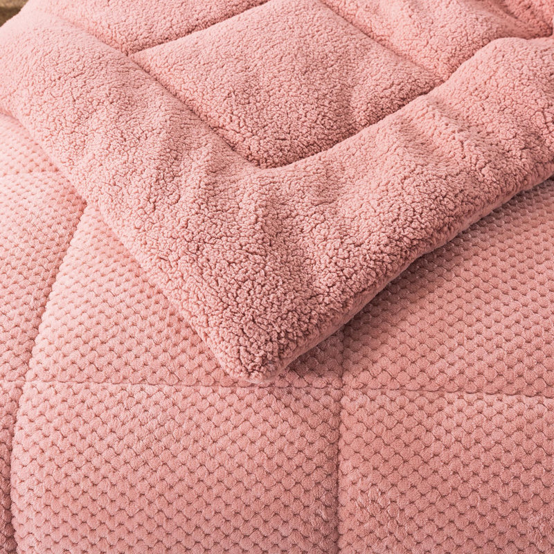  Microfiber Reversible Comforter Super Ultra Soft Luxury Plush Sherpa, Machine Washable, Twin Comforter, Rose