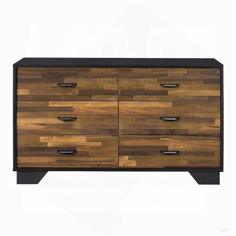 Commode 6 tiroirs noyer et noir
