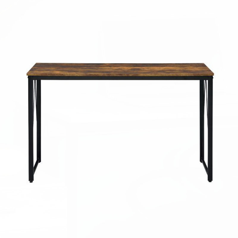 Rectangular Writing Desk with Metal Base, 28" H x 47" W x 19" D, Ancient Oak