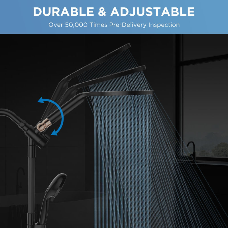 2-In-1 Rain Shower Heads System, Dual Handheld Shower Head Combo, 8 Inch High Pressure Rainfall Shower Head, 10 Modes