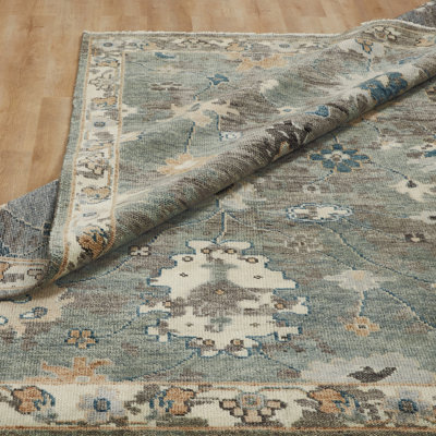 Hari Slate Petal Wool Hand-Knotted Area Rug