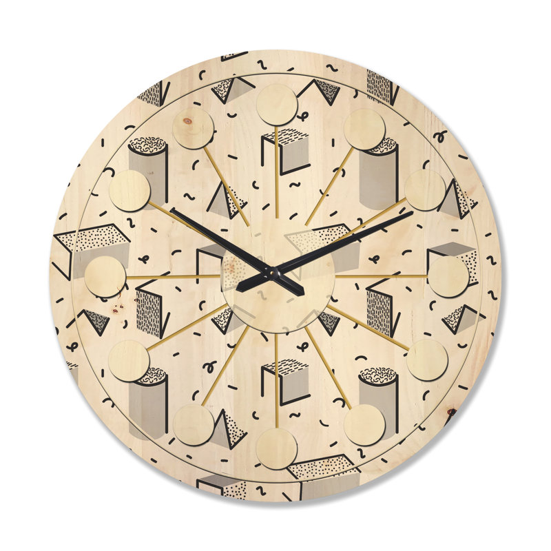 Horloge murale en bois à motif géométrique IV, Grand