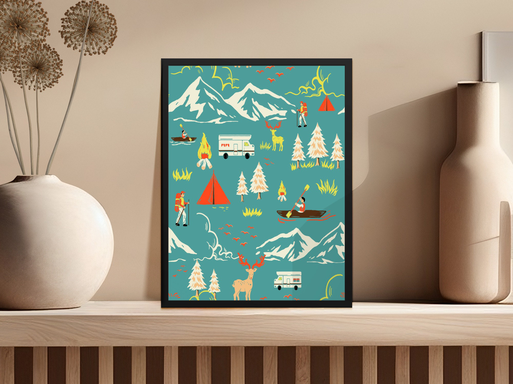 Brayden Studio Outdoor Adventure Themed Mountains Camping Scene Framed ...