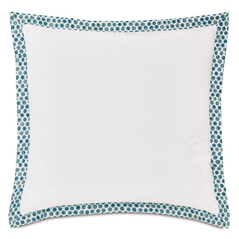 Coussin en coton Kona, Baldwin blanc / paon Knuffle, Carré 24 po