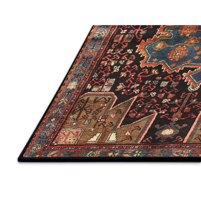 Tapis noir Southwestern, Rectangle 5 pi x 7 pi