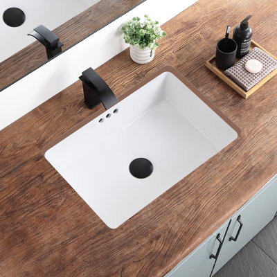 Undermount Bathroom Sink 19.8" X 13.7" Rectangular Undermount Sink Vitreous China with Overflow