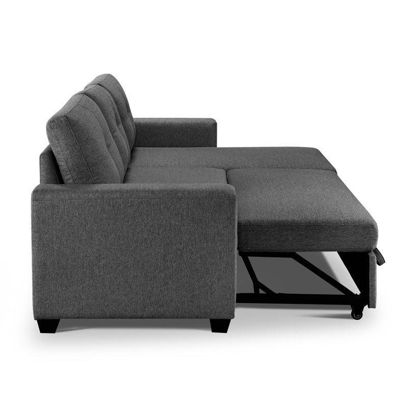Moomal Upholstered 91.7'' Sofa, Polyester Blend Dark Gray