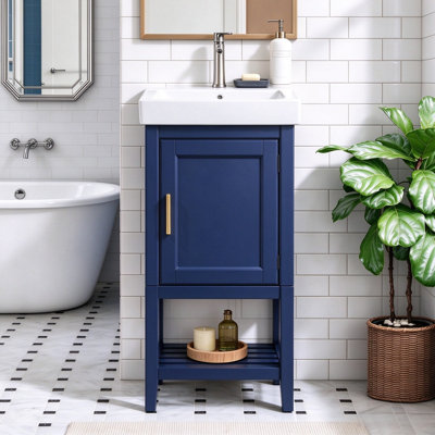 Grosso 17.5 " W Freestanding Standard Free Standing 1 Single Vanity Bathroom Vanity With Ceramic Top