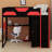 Multifunctional Wooden Loft Bed Featuring Desk, Wardrobe, Shelves, USB & RGB Lighting-1407355983