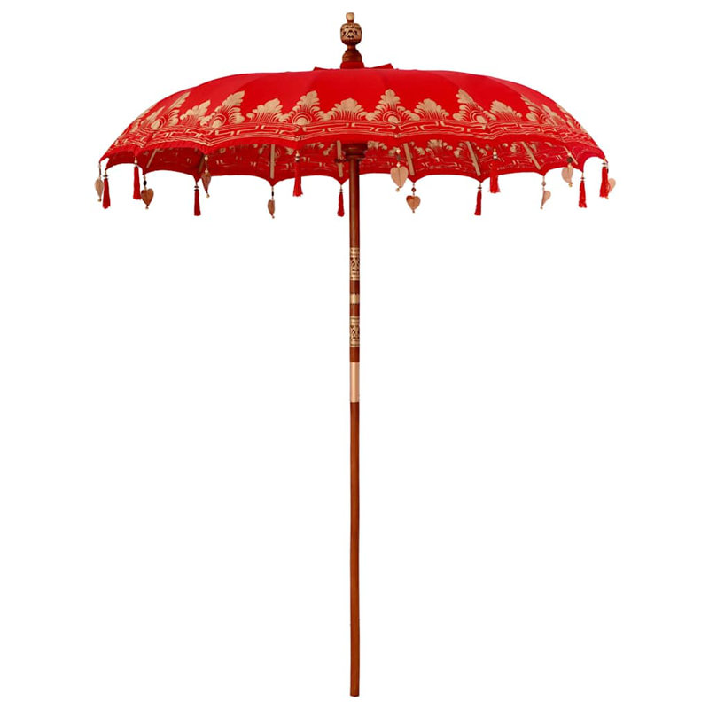 Beach Parasol, 260cm H x 185cm W x 185cm D, Red Abstract