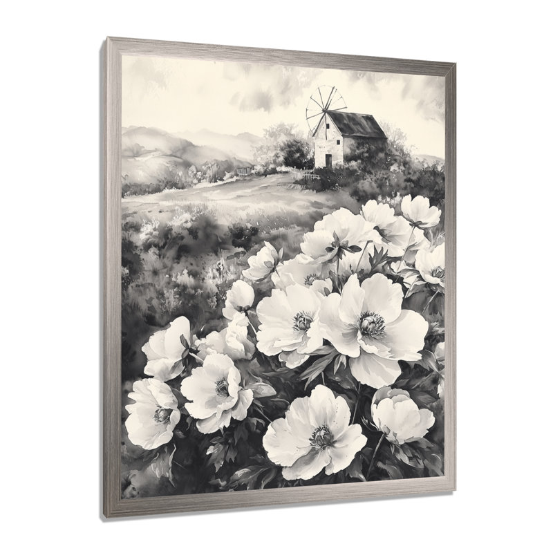 Eiland - Salon d'art mural floral, Argent argent, H 40 po x l 30 po, Reproduction encadrée d'une seule photo