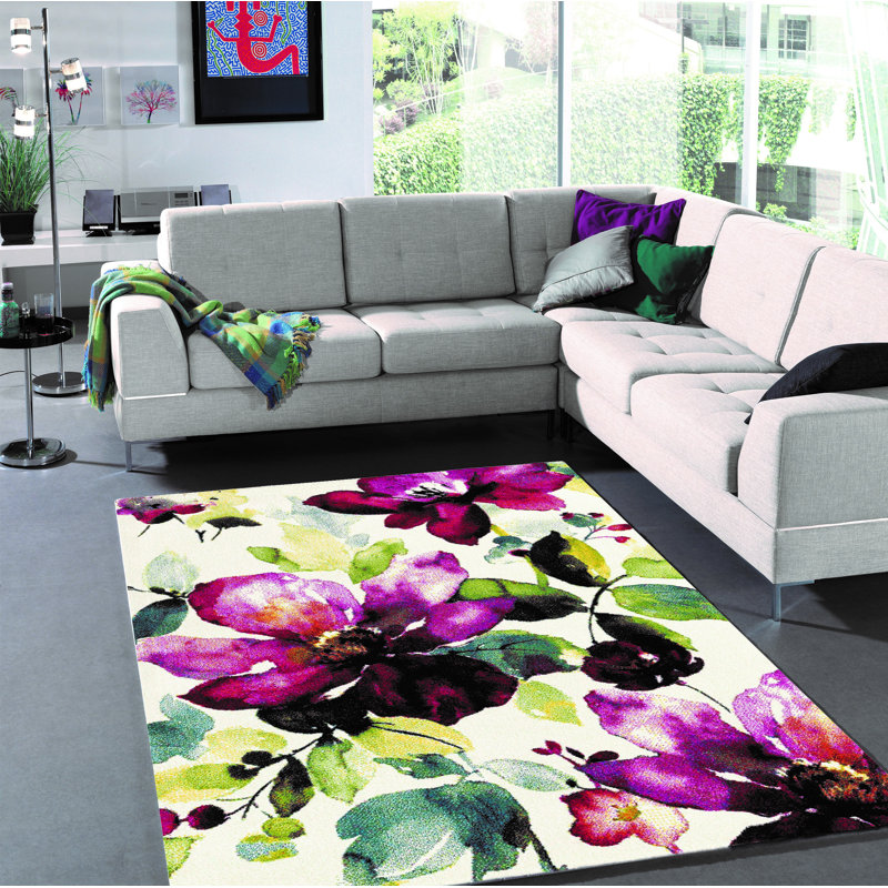 Valle Floral Area Rug, Rectangular 80cm x 150cm