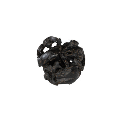 Wood Abstract Pot Planter in Black/Brown