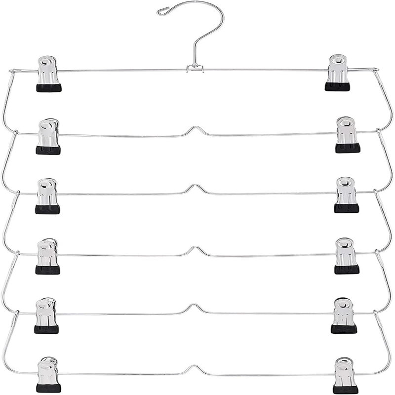 Ensemble de 3 cintres à 6 niveaux avec pinces, garde-robe compacte