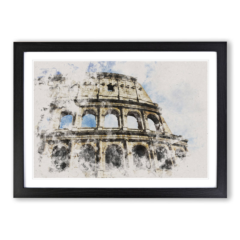 Coliseum in Rome - Picture Frame Painting, 48cm H x 65cm W x 2cm D, Black