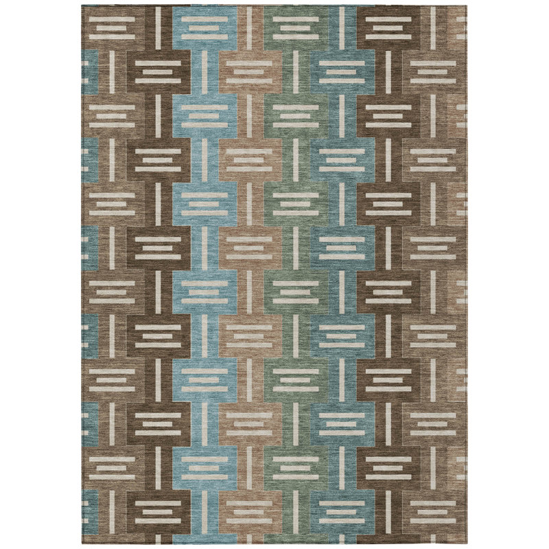 Machine Washable Indoor/Outdoor Chantille ACN2556 Mid-Century Modern Rug, 2'6" x 3'10", Brown