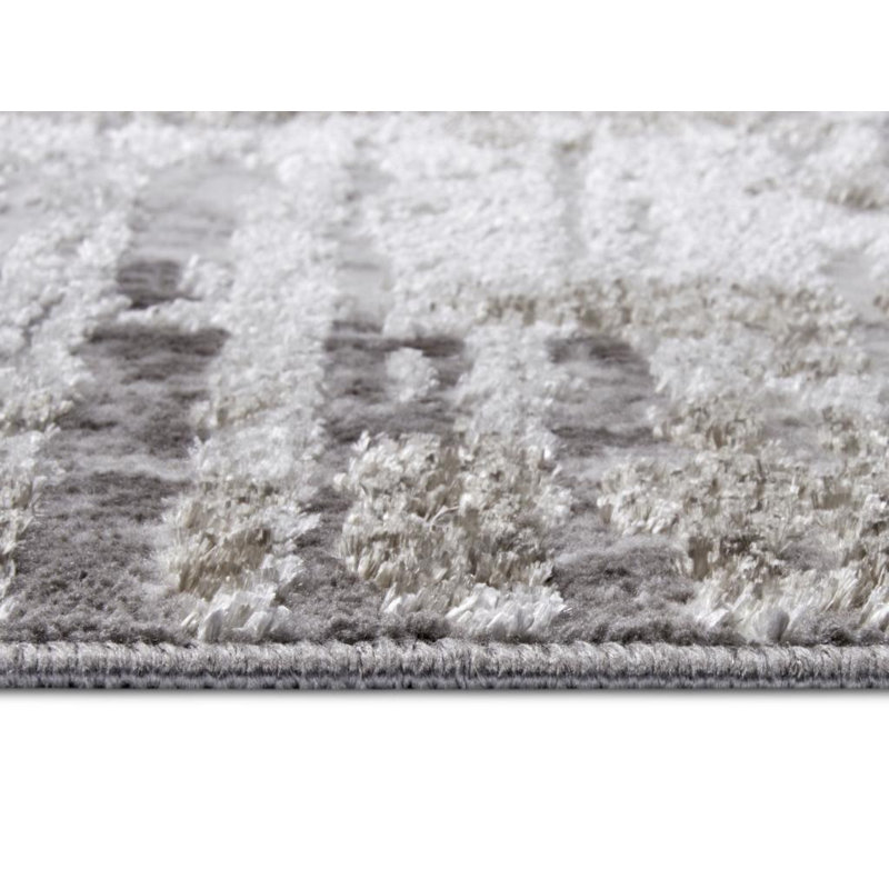 Shine Cream/Grey Rug, Rectangular 57 x 90cm