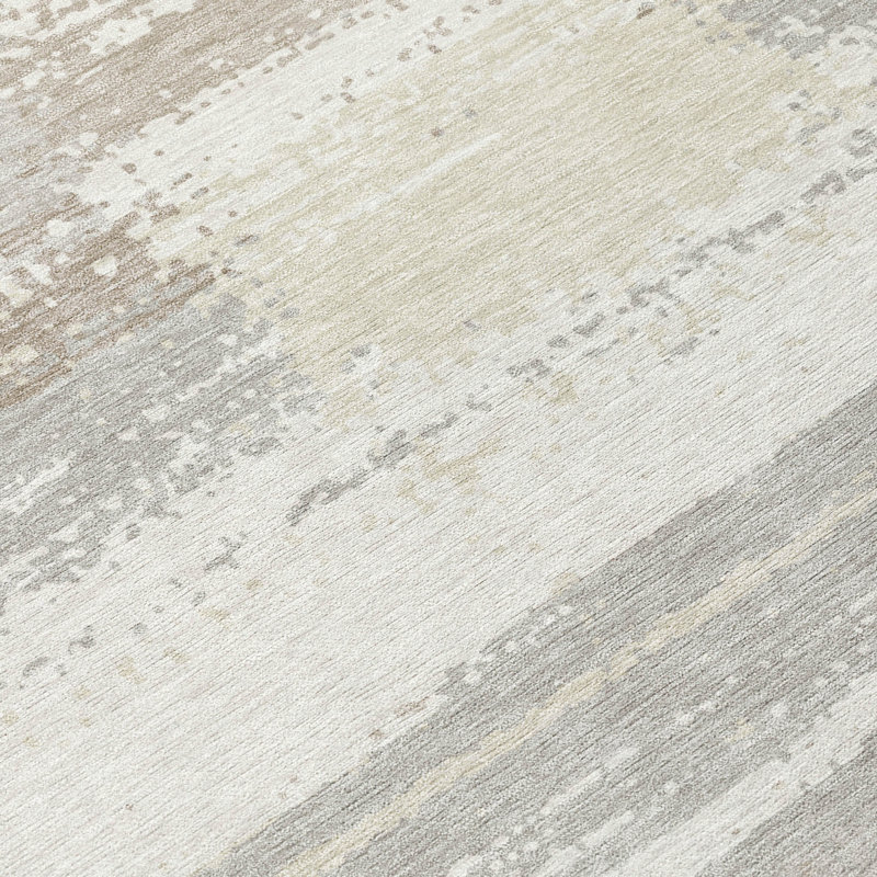 Machine Washable Indoor/Outdoor Chantille ACN2772 Squares Rug, Ivory, 5' x 7'6"