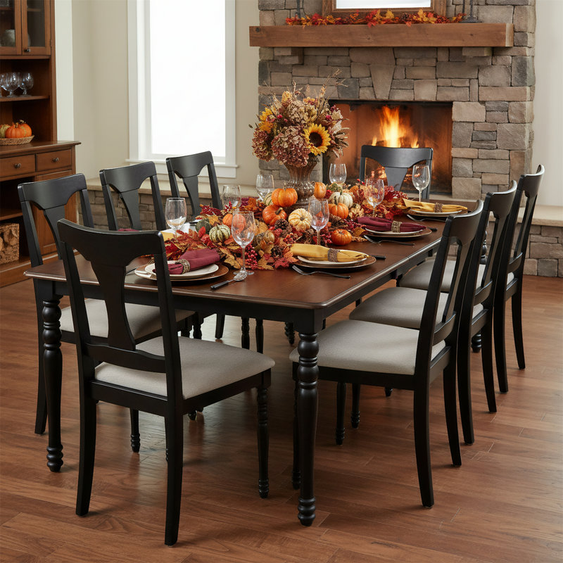 Ensemble de salle à manger 7 pièces avec table extensible et rallonge amovible, comprenant 6 chaises d'appoint rembourrées