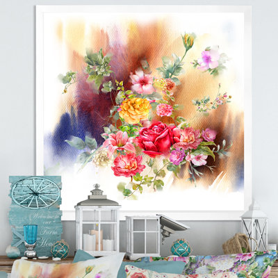 «Vintage Spring Garden Flowers», reproduction d'art sur toile encadrée
