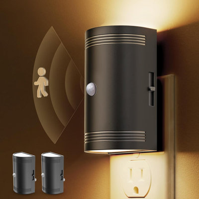 Motion Sensor Night Light 2-Pack Plug In Wall Lights Dimmable Dusk To Dawn Night Light 0-100LM Soft White 3000K For Bathroom Bedroom Hallway