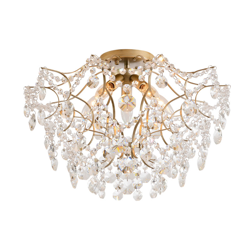 Dalia Brushed Silver-ish Champagne 5-Light Larger Crystal Flush Mount