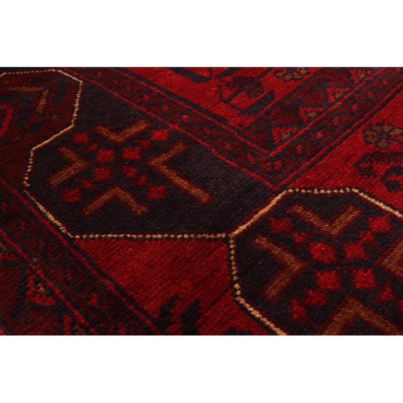 Tapis de zone en laine rouge 3 pi 3 po x 4 pi 11 po à main one-of-kind-noué la 2010s esari turque Alarick