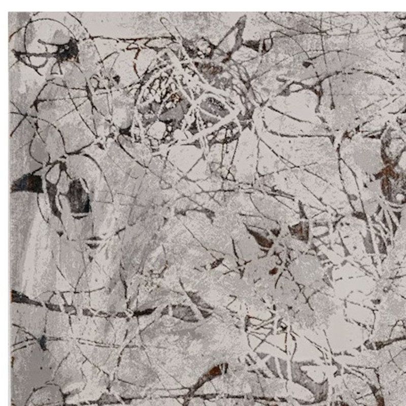 8' X 11' Ivory Grey and Brown Abstract Area Rug