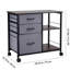 Classeur mobile avec 3 tiroirs en tissu et 2 tablettes ouvertes