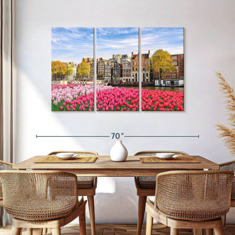 Tulipes du canal Sirci à Amsterdam, H 36 po x l 57 po