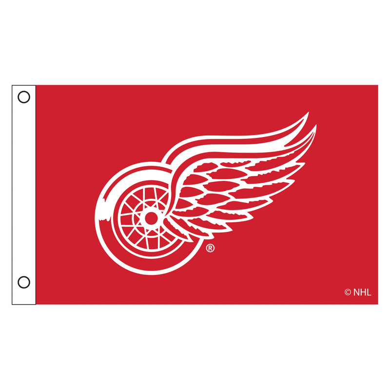 Drapeau de maison en polyester à double face H 36 po x l 60 po, Rouge / blanc, Detroit Red Wings