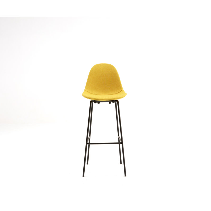 TA Upholstered Bar & Counter Stool, Bar Height (29.5" Seat Height), Mustard, Black