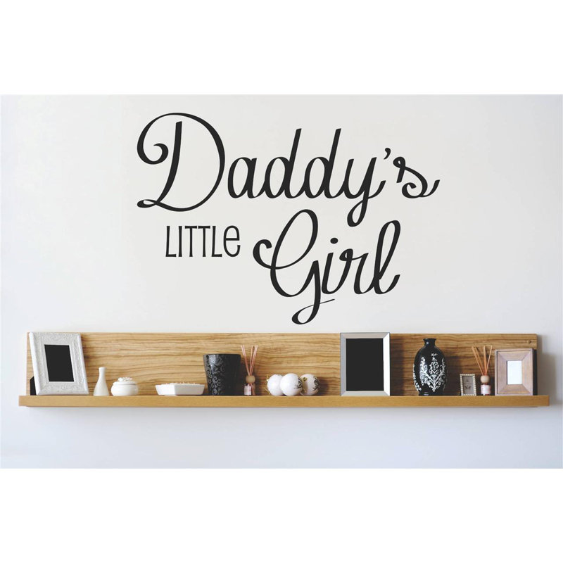 Décalcomanie murale little fille daddy, H 22 po x l 30 po x P 0,16 po, Noir