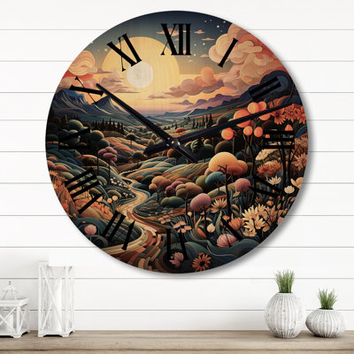 Horloge murale en bois campagne surdimensionnée Hills II