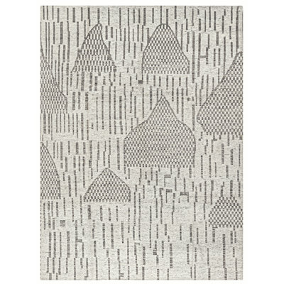 Organic Hand Knotted Striped Area Rug in Gray
